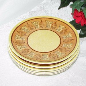 6 Vintage TST Taylor Smith Taylor Honey Gold Bread Plates Boho Retro Ironstone
